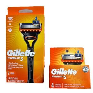 Gillette Fusion 5 Razor Set Includes 1 Razor and 6 Refill Cartridges New In Box